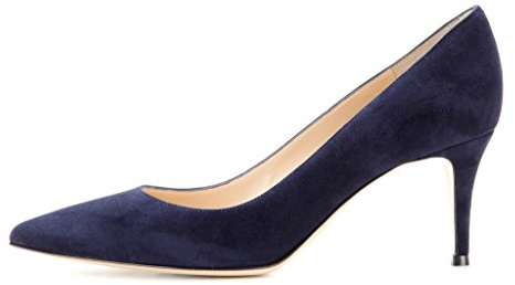 EDEFS - Escarpins Femme - Kitten-Heel Chaussures - Bout Pointu Fermé - Classique Bureau Soiree Shoes - Navy - Taille 38