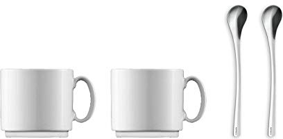Topkapi Lot de 2 gobelets en porcelaine rigide avec 2 cuillères à café et 2 cuillères à café