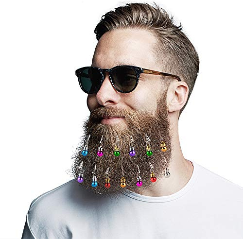 Faburo, 16 Palline Natalizie per Barba e 4 Palline di Natale, Decorazioni Colorate per Barba