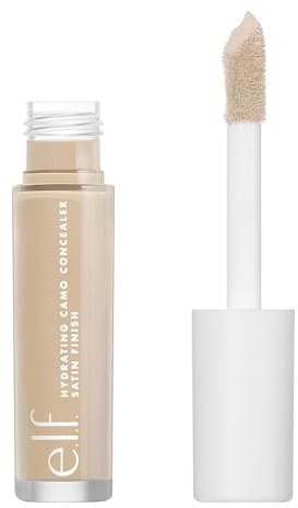 e.l.f., Hydrating Camo Concealer, leggero, coprenza totale, a lunga tenuta, nasconde, corregge, copre, idrata, illumina, finish satinato, resiste tutto il giorno, 6 mL (0,20 fl oz), Medium Peach