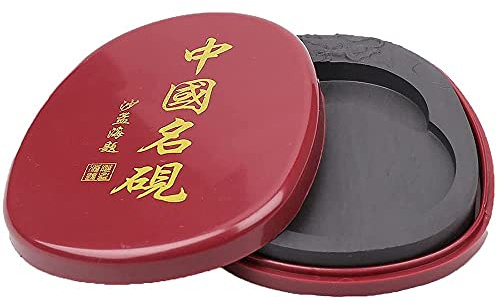 ANCLLO Piedra de tinta para caligrafía con cubierta de caligrafía china, piedra de tinta natural