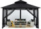 MASTERCANOPY 3,3 x 3,3 m Doppeldach Gartenpavillon mit 4 Moskitonetz für Garten, Hof, Schwarz