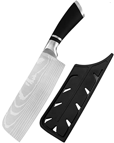 XYJ 6.5-Inch Nakiri Coltelli di carne vegetale in acciaio inossidabile con lama Guard inciso modello Chef Coltello