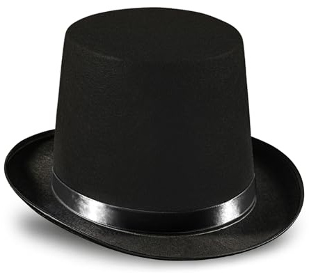 Dress Up America svart topphatt för vuxna – formell smokinghatt med trim – magiker butler gentleman kostym tillbehör