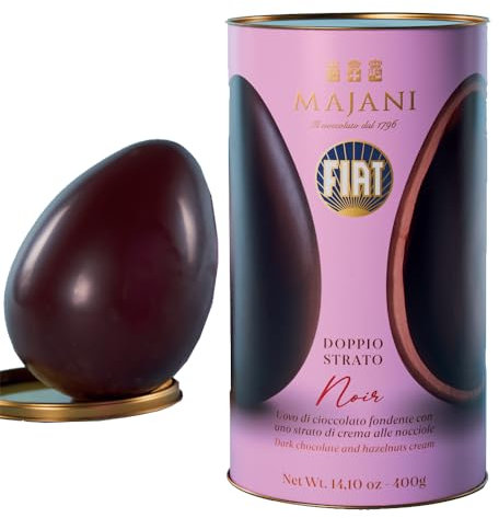 Uovo Cioccolato Fondente Extra | Strato Crema Noir alle Nocciole | Fiat Majani dal 1976 | 400 Gr | Uova di Pasqua | Con Sorpresa | Senza Glutine | Gluten Free | Idea Regalo