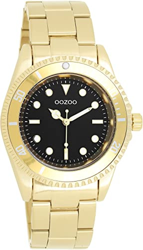 Oozoo Timepieces Damen Uhr in Gold Schwarz| Armbanduhr Damen mit Edelstahlarmband | Hochwertige Uhr für Frauen| Edle Analog Damenuhr in rund C11148