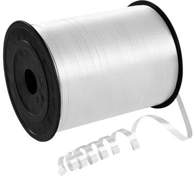 500 Yard vitt lockband, 5 mm för ballonger, 457 m glänsande veckat ballongband, ballong, sträng, fest, curlingband för presentförpackning, hantverk, rosetter, jul, födelsedag, bröllopsfest