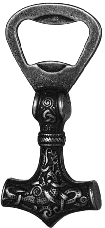 OIDEA Viking Thor's Hammer Bottle Opener: Black Vintage Norse Celtic Knot Odin Stainless Steel Beer Opener Portable Key Chain Father's Day Viking Jewelry Gift for Men