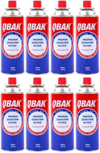 DISPAU Pack de 8 Cartuchos de Gas Butano Recambio de Gas Propano Portable Gas Butano Compatible para Cocina Portátil, Hornillo, Soplete Soldador, Camping B-250 227gr