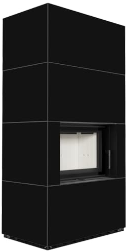 KRATKI Kaminbausatz Floki Box 8 kW Ø 160 Quarzsinter Nero ASSOLUTO mit Türfeder