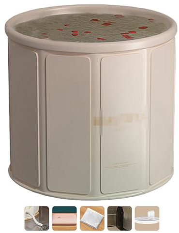 100L Bañera Plegable Adulto con Tapa, Bañera Portatil 70 * 70 * 65cm, Bañeras Exentas para El Hogar Exterior Baño Pequeño Capacidad de Carga 150kg(Pinkss)