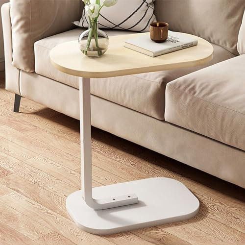 Tavolino moderno a forma di C con base in metallo per camera da letto e soggiorno, tavolino piccolo per divano, tavolo da spuntino (45,7 x 30,5 x 61 cm)