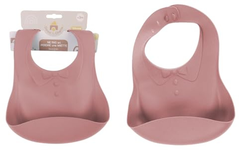 DORON & CHARLIE - Bavoir - Repas De Bébé - 056601 - Rose - Silicone - Design Costume - Réglable - Etanche - Lavable - Imperméable - 1er Age - Bavoir Souple - Puériculture - À Partir de 3 mois