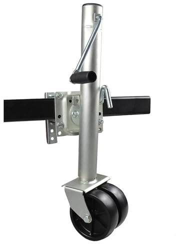 NYTFHMS Heavy-Duty Bolt-On Swivel Jack - Boat Trailer Jack with Wheel, Swivel Jockey Wheel Trailer, Heavy Duty Caravan Trailer Wheel with 15Cm Double Wheels, 25.4Cm St,6in wheel/1500lb