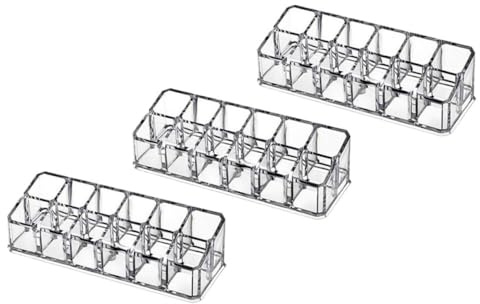 Amosfun Caja Organizadora para Pintalabios Transparente Acrílica de 12 Compartimentos, Soporte para Brillo Labial y Lápiz Labial, Adecuado para Tocador y Almacenamiento de Maquillaje, Set