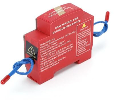 Automatic Fire Extinguishing Device, Heat Aerosol Fire Suppression, DIN Rail Mount Fires Extinguisher with Dual Nozzle 170°C Activation for Electrical Cabinets and EV Charging Piles (30g)