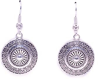ZARZAMORA Pendientes Colgantes Plata Tibetana Acabado Antiguo y Ganchos Chapado en Platino- Pendientes Colgantes Estilo Bohemio - Regalo Original