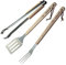 Barbecook kit ustensiles barbecue avec spatule, fourchette et pince à barbecue en acier inoxydable et manche en bois de bouleau