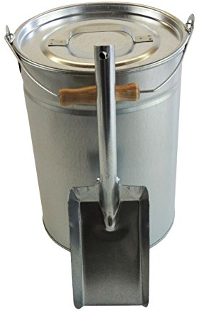 Ascheeimer mit Deckel 14l + Kohleschaufel
