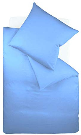 fleuresse Uni-Colours Bettwäsche-Set, Mako Satin, 100 Prozent Baumwolle, Fb. Mittelblau, 240 x 220 cm