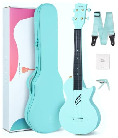 Concert Ukulele Enya Nova U 23” Cutaway Carbon Fiber Beginner Travel Ukulele Kit Waterproof Ukelele with Case,Strap,Capo,Strings (Blue)