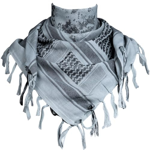 FREE SOLDIER Foulard 100% Coton écharpe Militaire Shemagh Tactique désert Keffiyeh avec Tassel 43 x 43 Pouces,Bleu Camouflage