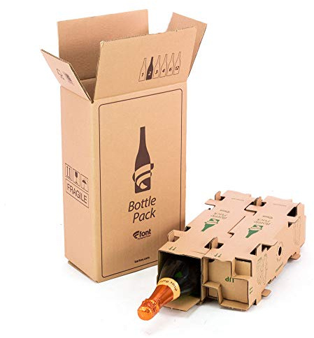 ONLY BOXES, Lot de 5 boîtes en carton pour expédition de bouteilles, capacité pour 2 bouteilles, avec boîte interne haute protection, 100% écologique, évite les cassures, Brown