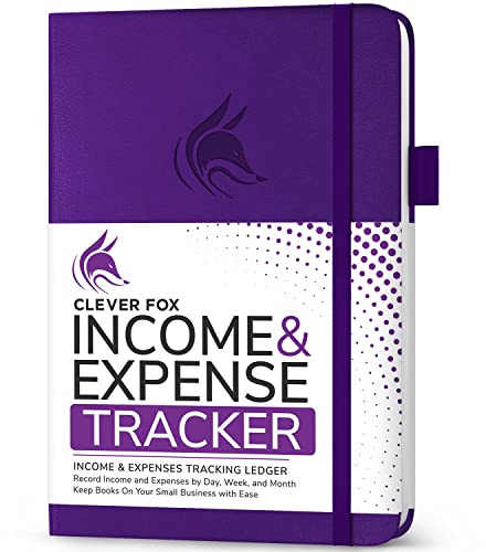 Clever Fox Income & Expense Tracker – Accounting & Bookkeeping Ledger Book for Small Business – 1-Year Record Notebook, A5 (Purple)
