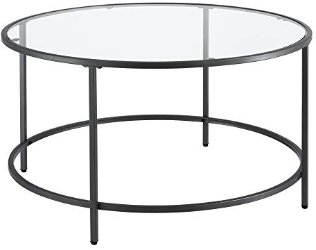 [en.casa] Couchtisch Kouvola Glas-Tischplatte Stahlgestell Glastisch 84 x 45,5 cm Wohnzimmertisch Kaffeetisch Schwarz