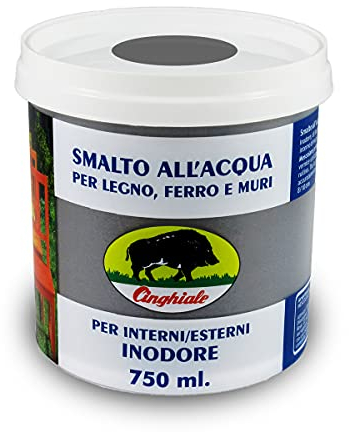 Cinghiale 807 Smalto all'Acqua 0,75 Litri Grigio Scuro per Legno, Ferro e Muri Inodore per Interni ed Esterni VOC Bassissimi