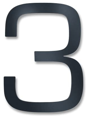 Metzler Moderne Hausnummer aus massivem Stahl - Moderne Schriftart - Feinstruktur Pulverbeschichtet Anthrazit RAL 7016 - inkl. Befestigungsmaterial - Höhe 20 cm - Ziffer 3