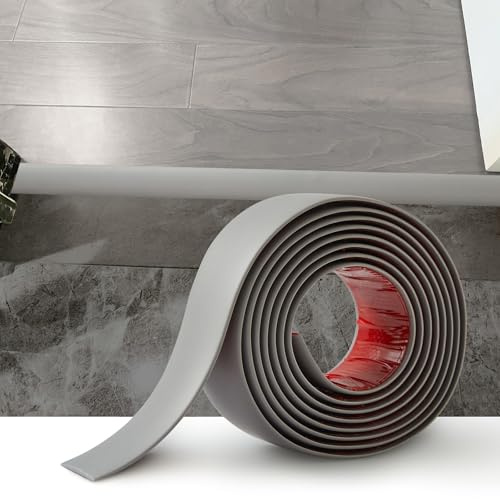 2M Laminate Flooring Threshold Transition Strip,PVC Door Bars for Doorways,Self Adhesive Vinyl Floor Edge Trim,Tile to Laminate Beading,Floor Joining Strip Gap Covering(5cm,Grey)