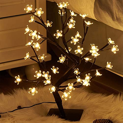 Syfunlv LED Lichterbaum, LED Blüten Blütenbaum Lichter,48 LEDs, USB und batteriebetrieben, dekorative Lichter für drinnen und draußen, für Weihnachten Hochzeit Party Dekoration warm weiß