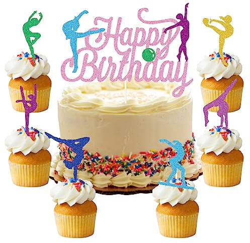 palasasa 25 Piezas Gymnastik Decoracion Tarta Glitter Gymnastik Cupcake Toppers Adornos para Tartas con Gymnastik Cake Topper Gymnastik para Bodas, Novias, Baby Showers, Fiestas De Cumpleaños
