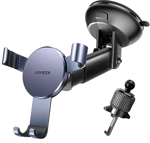 UGREEN Handyhalterung Auto 2 in 1 Schwerkraft Kfz Handyhalterung Lüftung und Saugnapf Handyhalter kompatibel mit iPhone 16 15 Pro Max Plus 14 13 Galaxy F34 S23 Huawei Mate 60 Pro usw.
