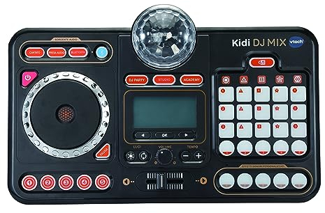 VTech Kidi DJ Mix, DJ-Konsole für Kinder, Lichteffekte, Konzert-Effekte, DJ Mix für Kinder mit Mikrofon, verbinden Sie Ihren MP3-Player, Jack oder Bluetooth, italienische Sprache, Batterien im