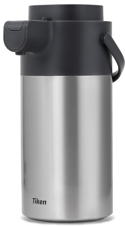 Tiken 4L Dispensador de Café Térmico de Acero Inoxidable Aislado al Vacío con Bomba y Jarra para Agua Caliente y Té