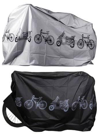 Lot de 2 housses de protection pour vélo, imperméable, anti-poussière et solaire, pour voiture électrique, convient pour VTT, voitures électriques (gris, noir)