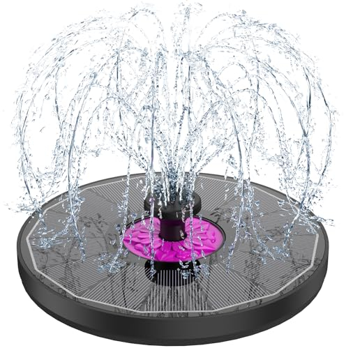SZMP Solar Springbrunnen 3.5W, 2025 Glas Solar Teichpumpe mit 7 Düsen & 4 Fixe Rohre Solar Wasserpumpe Solar Schwimmender Fontäne Pumpe für Garten, Teich, Vogel-Bad (Rosa-Schwarz)