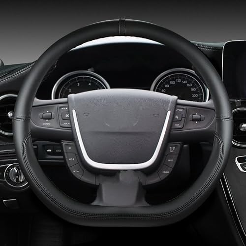 Rattöverdrag För Peugeot 508 2011 2012-2017 2018 508 SW 2011-2018 Bilrattkåpa Microfiber Läder D Form Biltillbehör Rattskydd Tillbehör (Färg : Svart)