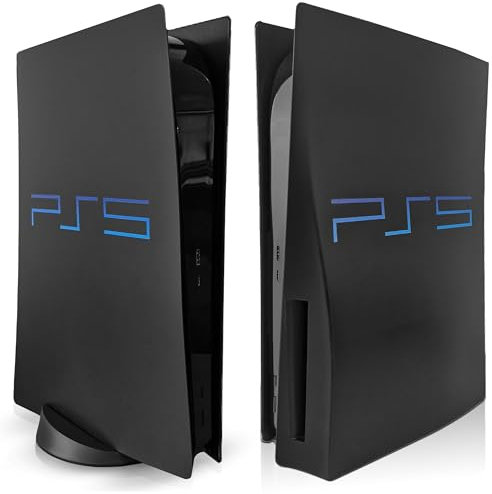 Faceplate for PS5 Side Shell Plates PlayStation 5 Disc Edition Console Replacement Accessory Case Cover Black Plate Anti-Scratch Dust Cover Skin Protector (Retro Disc Edition)