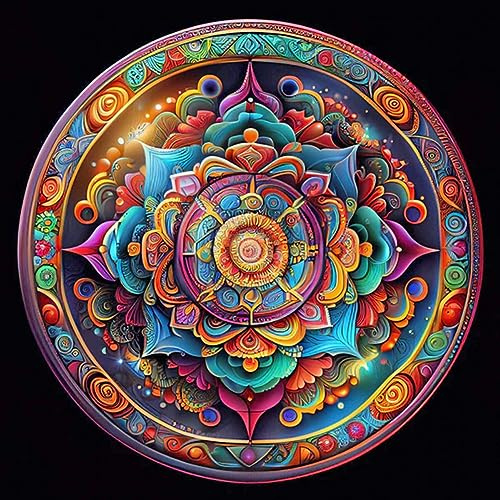Stalente Diamond Painting Kits for Adults, 5D DIY Diamond Art Kits for Beginners Round Full Drill Diamond Painting for Home Wall Decoration Gift 12×12inch, Mandala