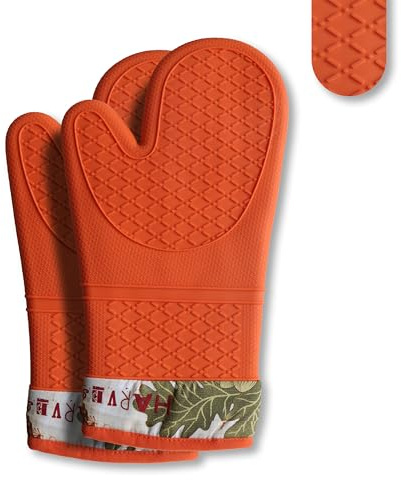 HOMETYGER Heat Resistant Silicone Oven Mitts,13 x 7,Waterproof & Non-Slip