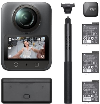 DJI Osmo 360 Vlog Combo, 360 Camera Ideal for Vloggers With Mic Mini Transmitter, Extended Battery Life With 3 Batteries, Action Camera With 1-Inch 360° Imaging, Native 8K 360° Video, 170° FOV