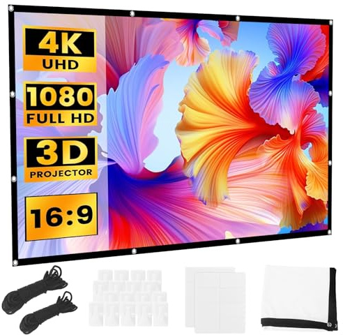 XULIERUX Projektionsleinwand 100 Zoll, 16:9 HD Outdoor-Projektionsbildschirm, 221cm*125cm Tragbare Faltbare Anti-Falten, Für Heimkino Und Outdoor-Projektion