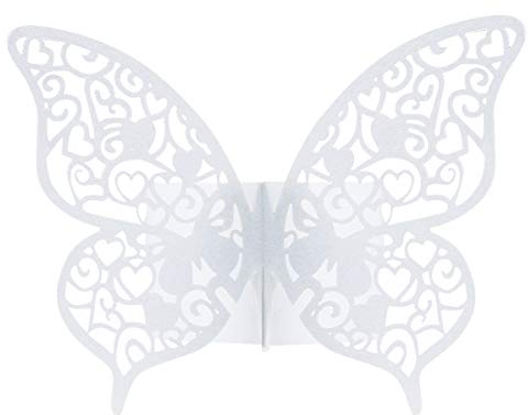 Dokpav 50 pcs Mariposa 3d Titular De Bodas Anillo De Servilleta De Papel Decoracion, Servilletero Papel Perla Anillo de Servilleta para boda, bautism, graduación, cumpleaños, navidad, fiesta (Blanco)