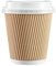 Comfy Package Gusto [10 oz. - 300 ml - 50 Sets] Insulated Kraft Ripple Paper Hot Cups, Disposable Coffee Cups with Lids - Ideal for Hot Beverages, Travel, and Office Use - Formerly