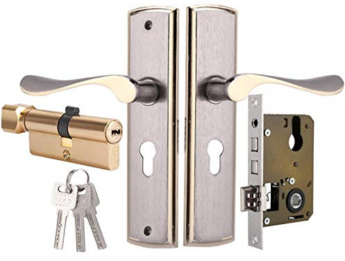 Serratura della Maniglia, Kit Serratura con Maniglia per Porta Catenaccio per Porta Interna Resistente in Alluminio per la Sicurezza Domestica Soggiorno Camera da Letto Interna