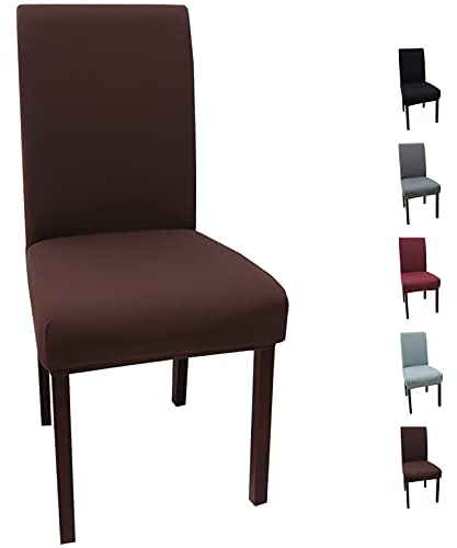 YUNSHANGHE 4 Piezas Fundas para Sillas de Comedor Elásticas Moderno, Lavables Extraíbles Cubiertas para Silla, Comedor Asiento Cubre ​en Poliéster Spandex para Casero Hotel Restaurante Decor (Marrón)
