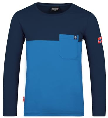 Trollkids T-shirt à manches longues pour enfant Bergen, Bleu marine/bleu moyen., 116 cm
